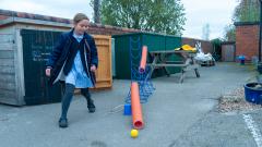 Playing outside with a ball run