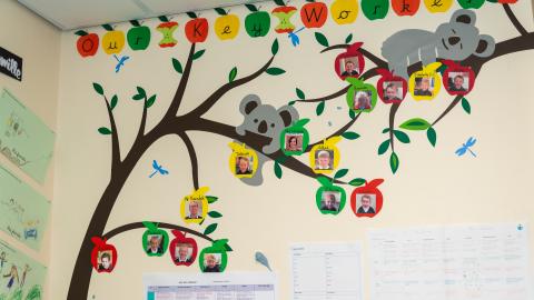 Colourful wall display play of a tree